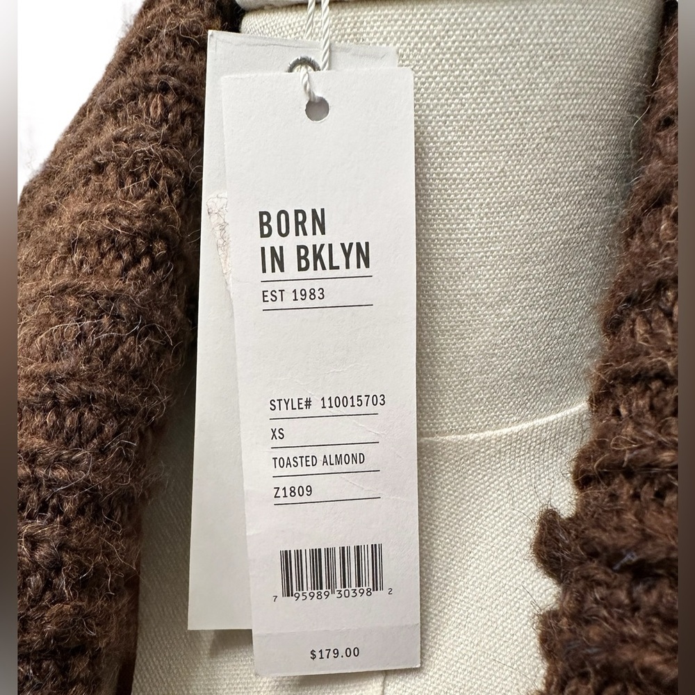 525 AMERICAN Sweater Coat Belt Brown Toasted Almond Knit Women Size XS $179 MSRP - Picture 8 of 11